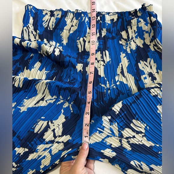 Joie Accordion Pleated Blue Floral Wide-Leg Pull On Pants - Picture 8 of 8